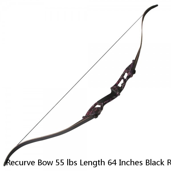 Recurve Bow 55 lbs Length 64 Inches Black Riser Limbs String Fit Outdoor Archery Hunting Shooting Activity Recurve Bow
